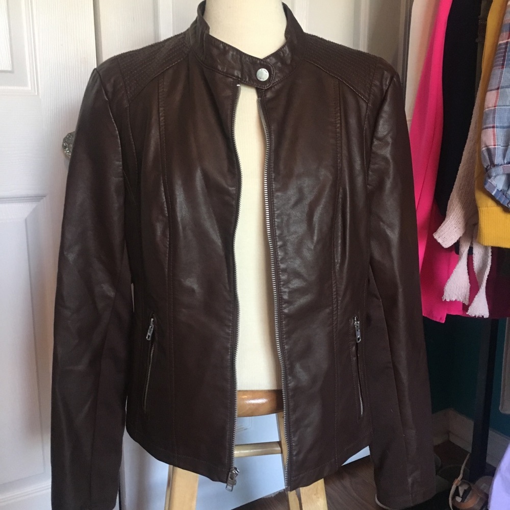Brown leather jacket